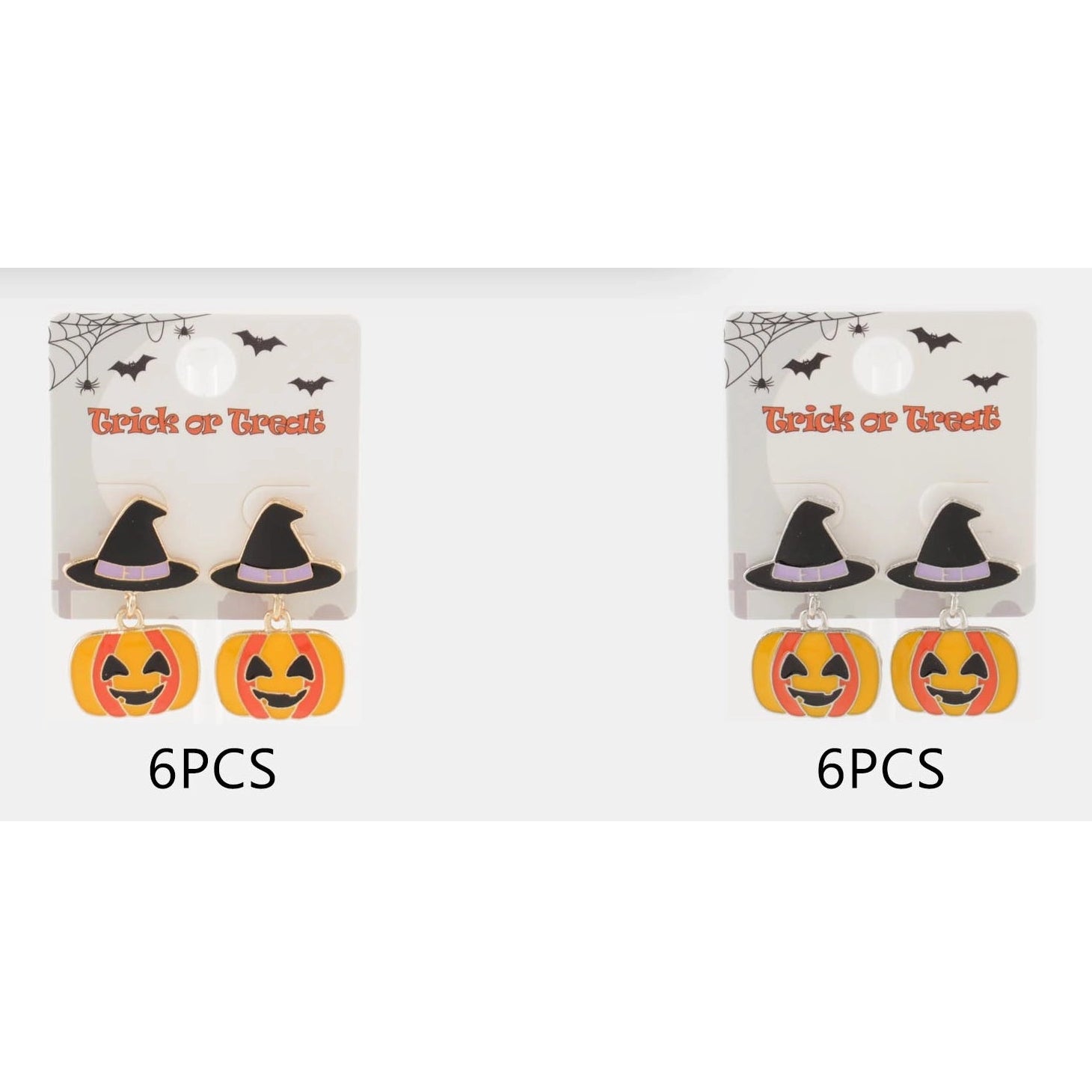 Halloween Pumpkin Witch Hat Dangle Post Earrings – Spooky Enamel Jack-o'-Lantern Drop Earrings for Women (CR4059)