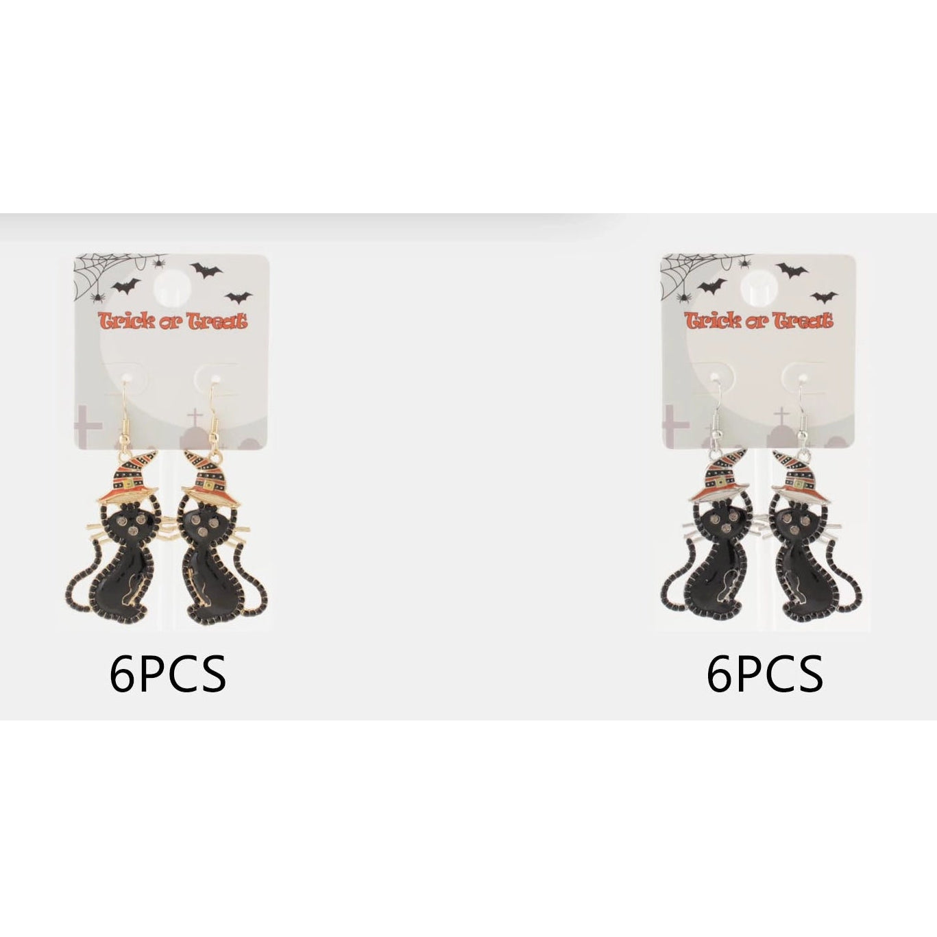 Spooky Halloween Black Cat Witch Hat Dangle Earrings – Rhinestone Enamel Drop Earrings for Women (CR4099)