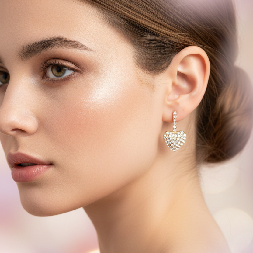 Crystal Heart Post Earrings (CR4121)