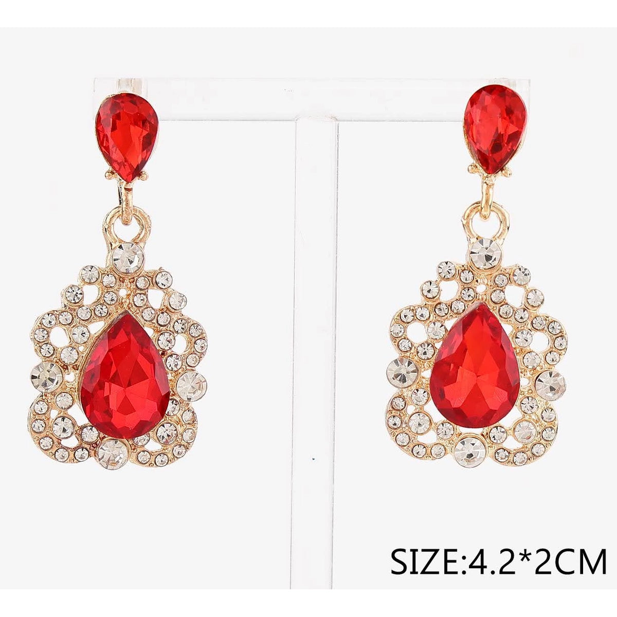 4.2CM Vintage Teardrop Crystal Rhinestone Dangle Earrings – Assorted Colors 12-Pair Wholesale Pack (CR4166)