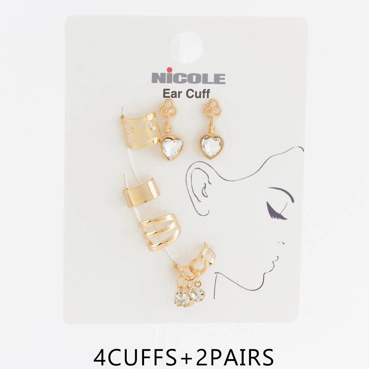 Multi-Piece Ear Cuff & Earring Set – Gold & Silver Finish (CR4183)