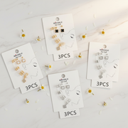 6pc Clover Ear Cuff & Stud Earring Set – Non-Pierced Cartilage Wraps & Hypoallergenic Studs – Gold & Silver Finish ( CR4186)