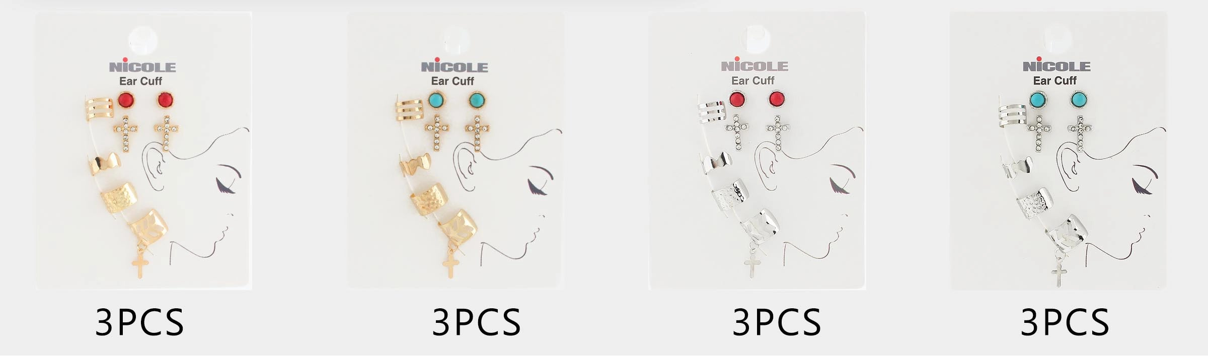 Elevate Your Ear Game: The Nicole Cross & Textured Ear Cuff Multi-Pack (CR4187)
