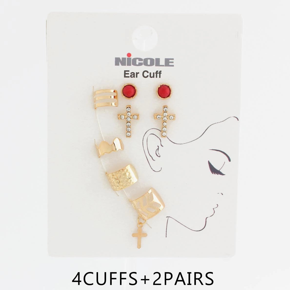 Elevate Your Ear Game: The Nicole Cross & Textured Ear Cuff Multi-Pack (CR4187)