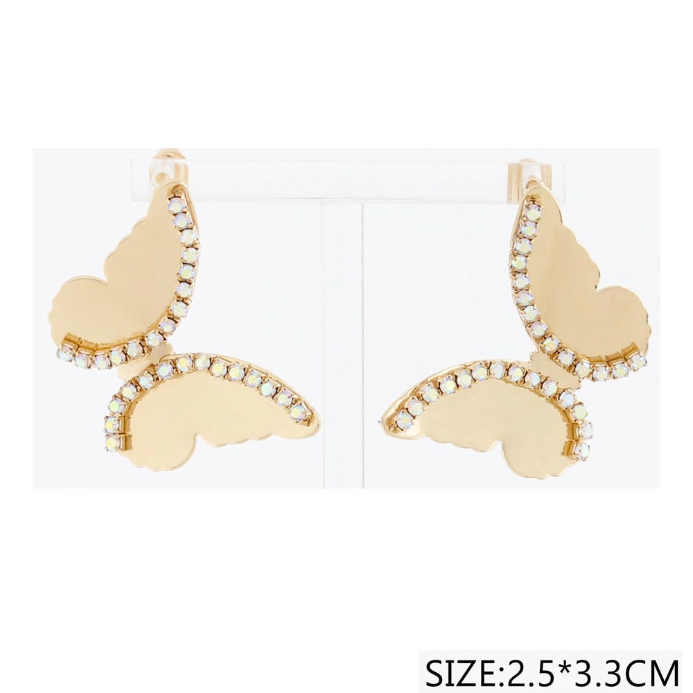 Dainty Iridescent Butterfly Post Earrings (CR4213)