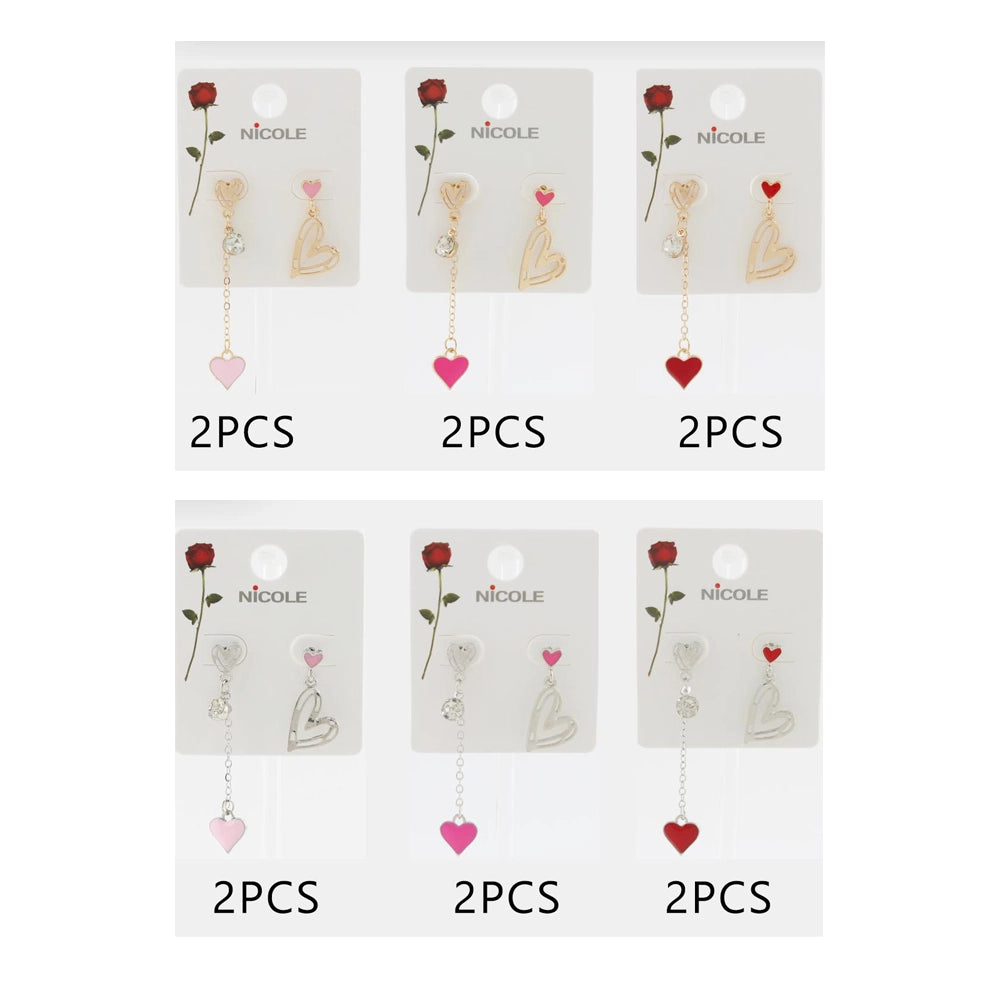 Mismatched Heart Post Earrings – Asymmetrical Gold & Silver Dangle Earrings (CR4269)