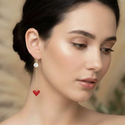 Mismatched Heart Post Earrings – Asymmetrical Gold & Silver Dangle Earrings (CR4269)