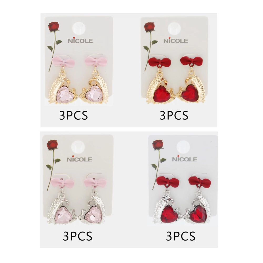 Faceted Heart Crystal Earrings for Valentine's Day & Special Occasions