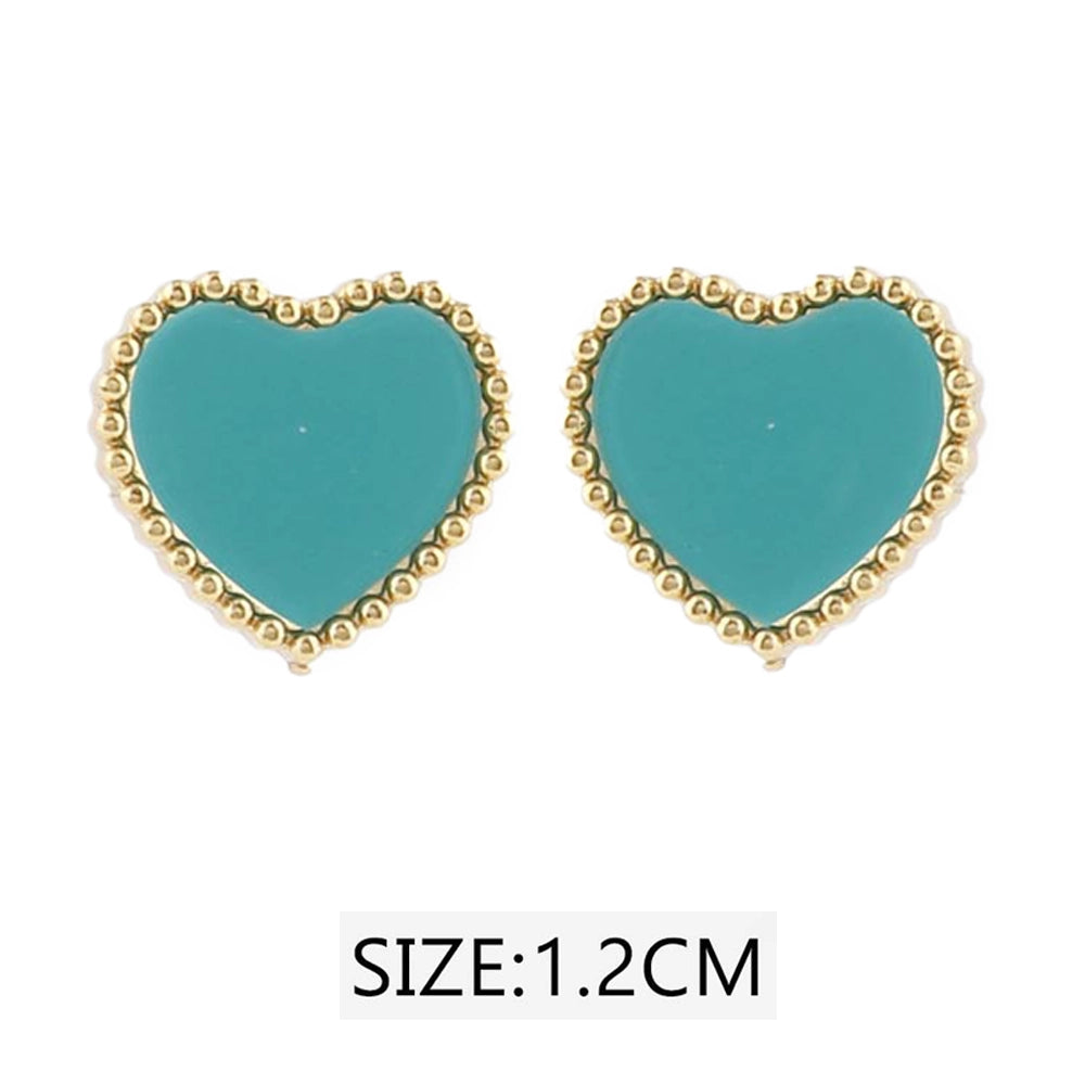 Beaded Heart Enamel Post Earrings (CR4305)