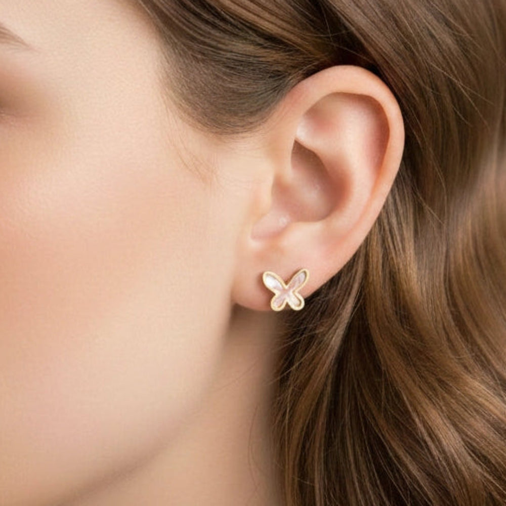 Butterfly Post Earrings – Stainless Steel with Colorful Inlays (CR4310)