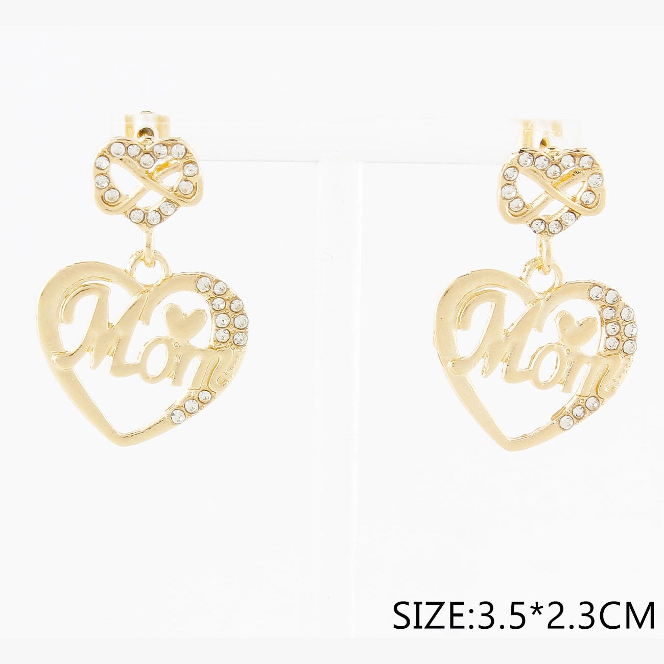 Elegant "Mom" Infinity Heart Drop Earrings - Sparkling Crystal Accents (CR4325)