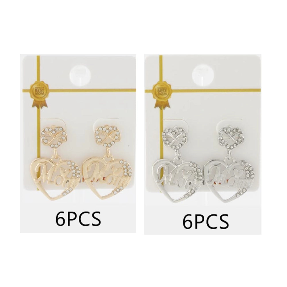 Elegant "Mom" Infinity Heart Drop Earrings - Sparkling Crystal Accents (CR4325)