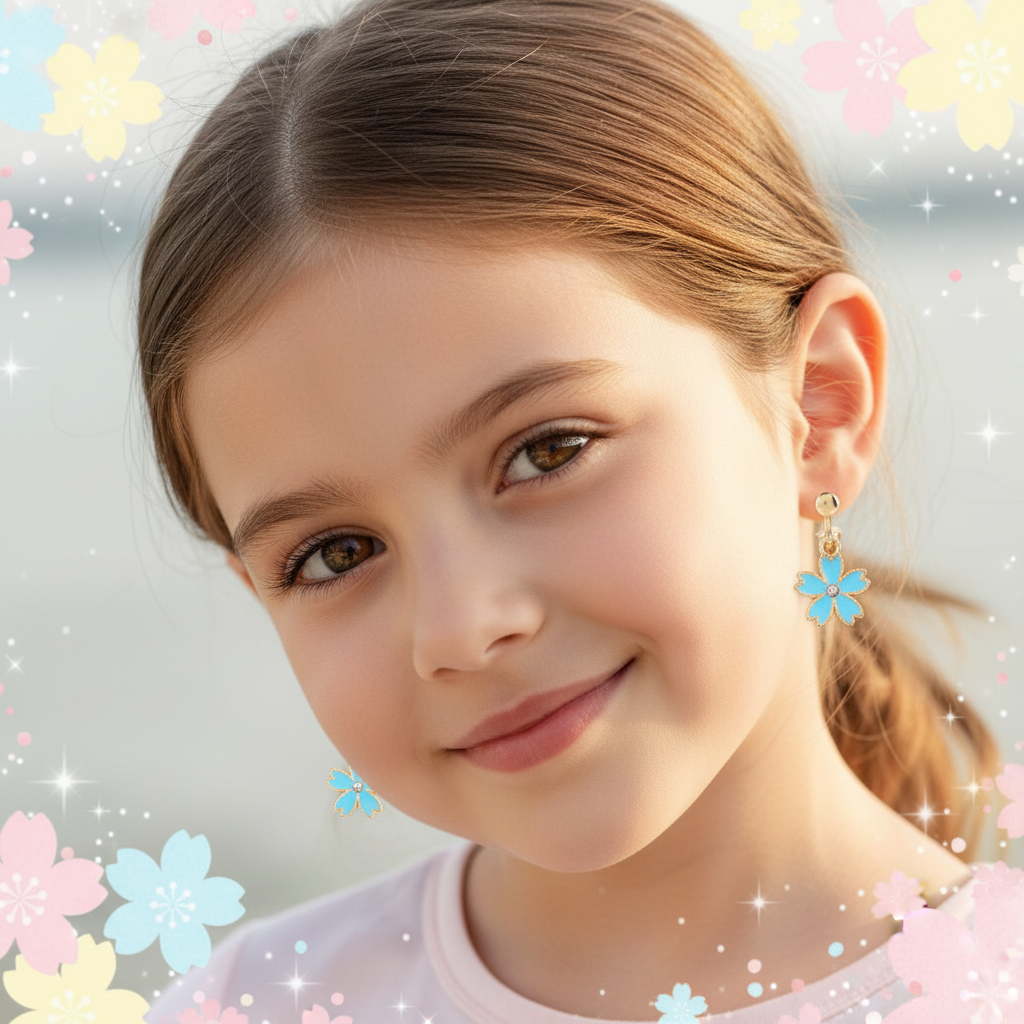 Kids Flower Dangling Clip-On Earrings Set (2 Pairs/Card) – CR4344