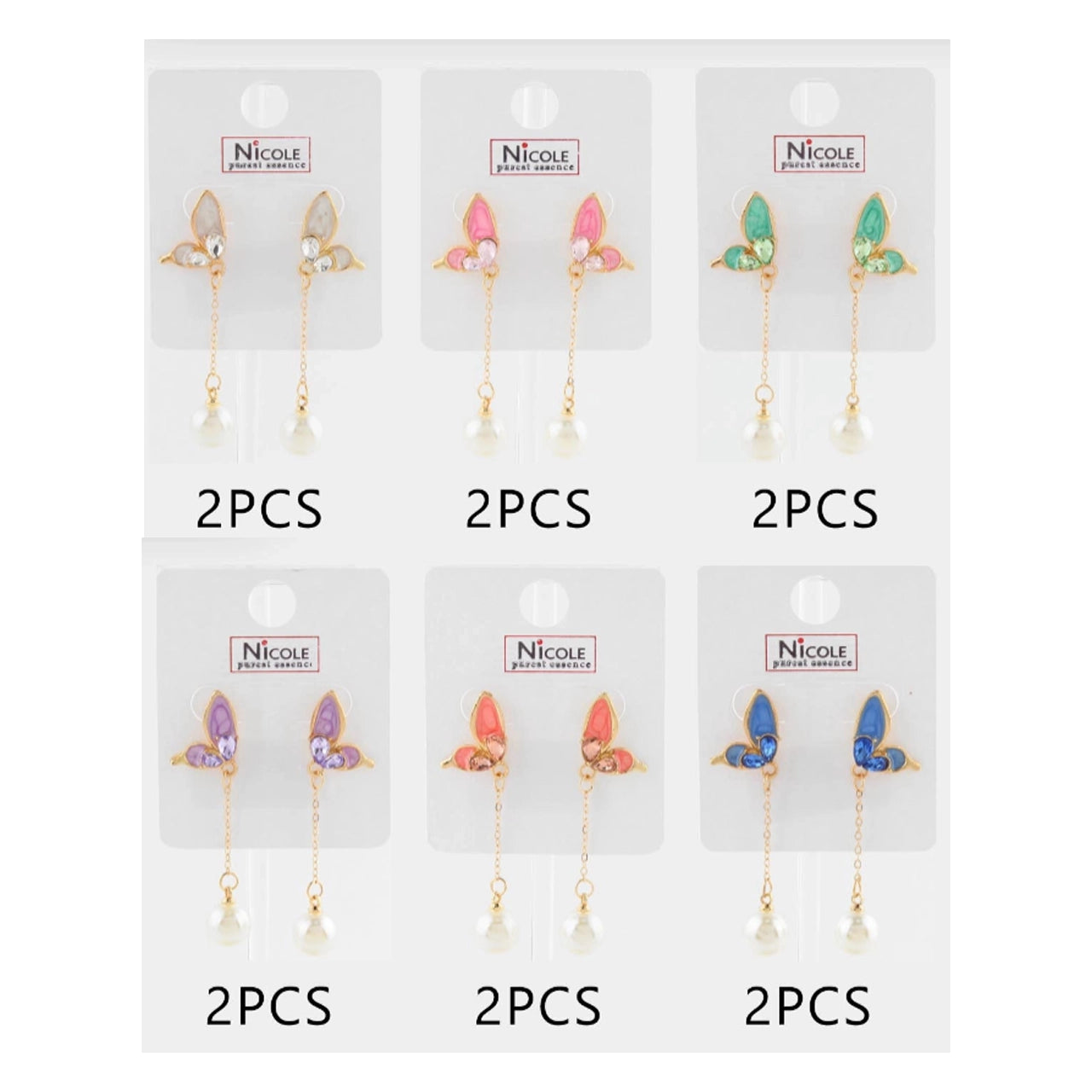 Butterfly Pearl Drop Earrings - Elegant Long Chain Dangle Jewelry (CR4362)