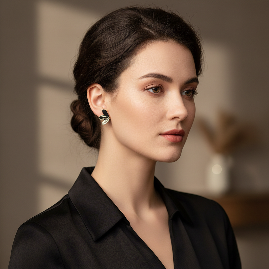 3-Pair Heart & Rhinestone Hoop Earrings Set – Gold Fashion Jewelry (CR4410)