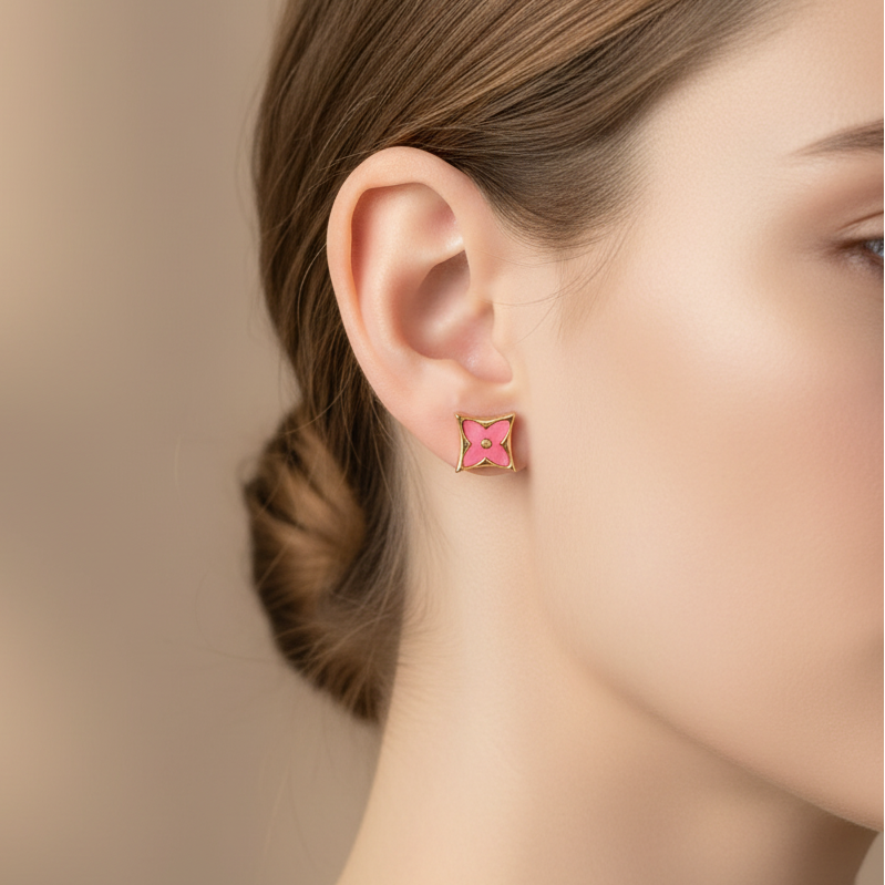 Floral Quatrefoil Stud Earrings Set (3 Pairs) (CR4560)