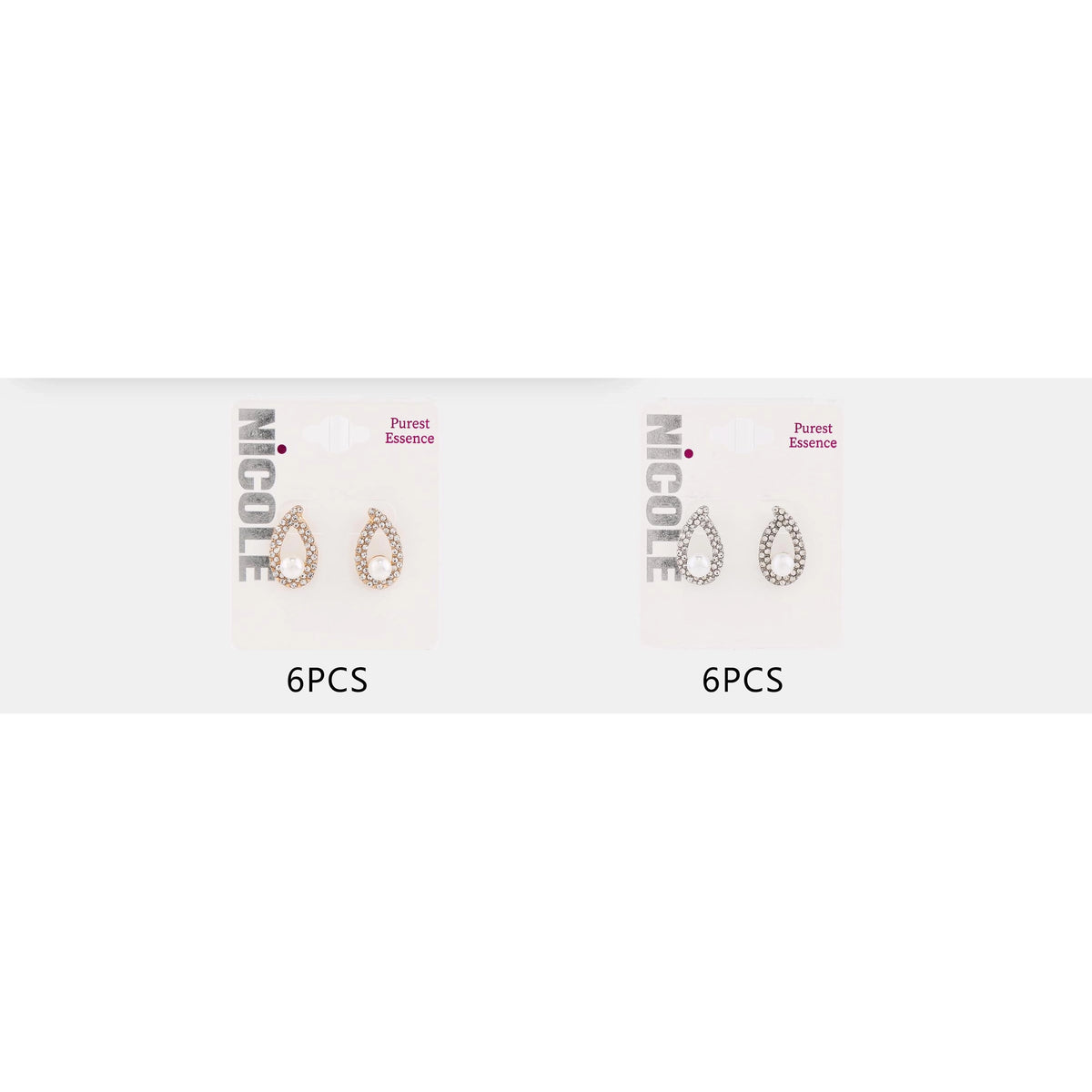 Gold-Tone Rhinestone Teardrop Pearl Dangle Earrings – Elegant Crystal Statement Jewelry, 2.1 cm, 6-Piece Set (CR4746)
