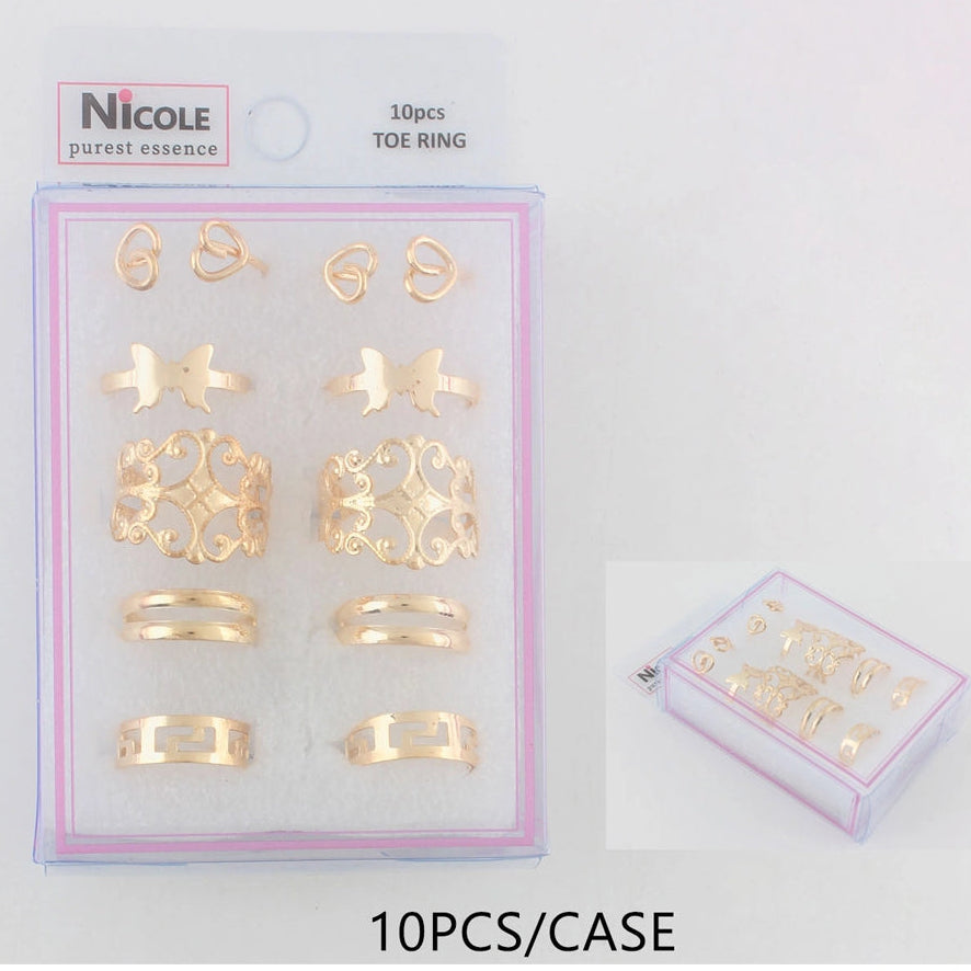 Golden Chic Ring & Stud Set: 10-Piece Fashion Jewelry Collection