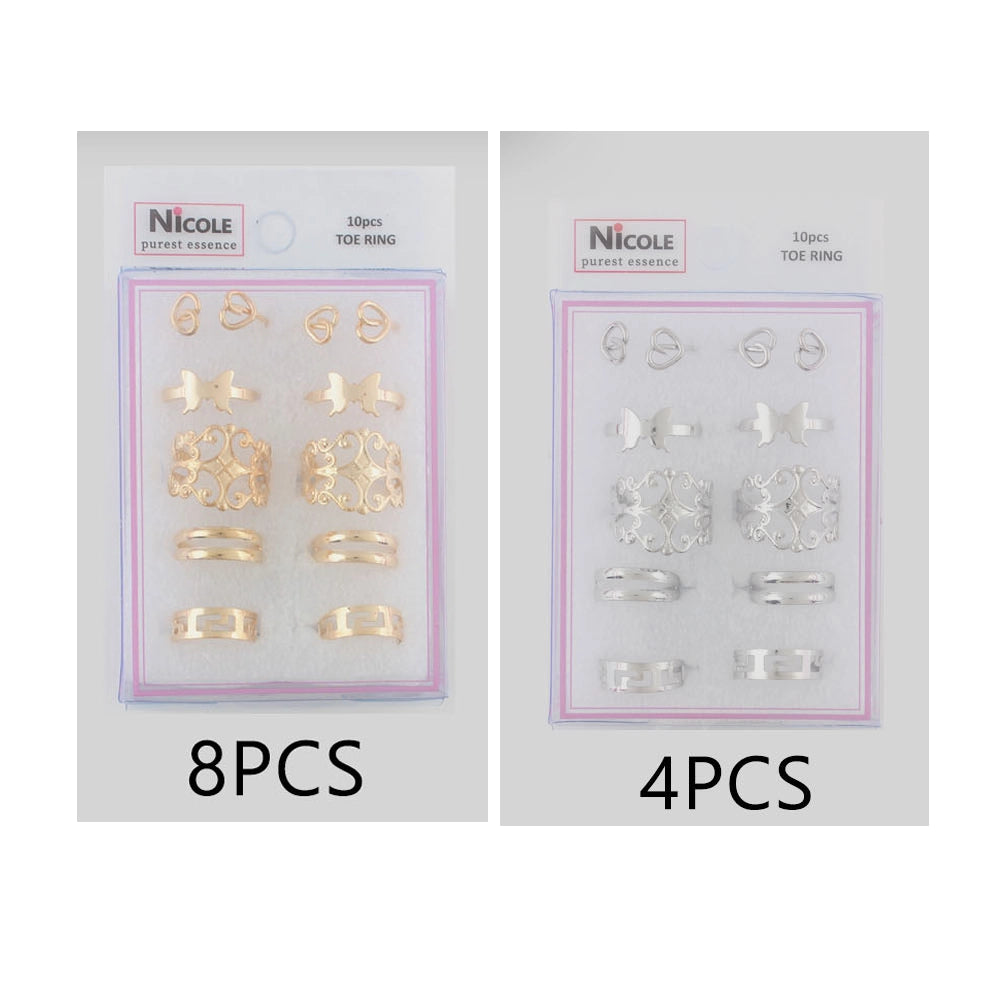 Golden Chic Ring & Stud Set: 10-Piece Fashion Jewelry Collection