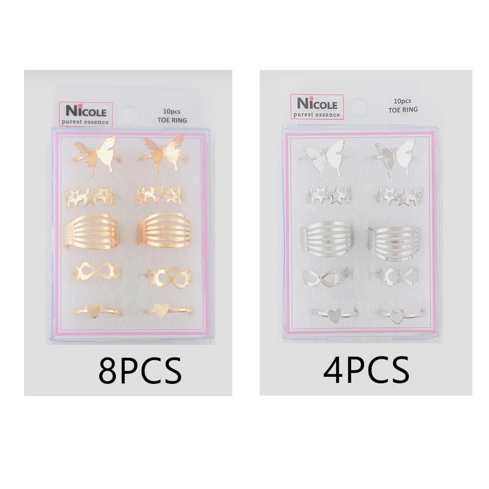 Gold Toe Ring Set - Summer Style & Beach Ready Jewelry