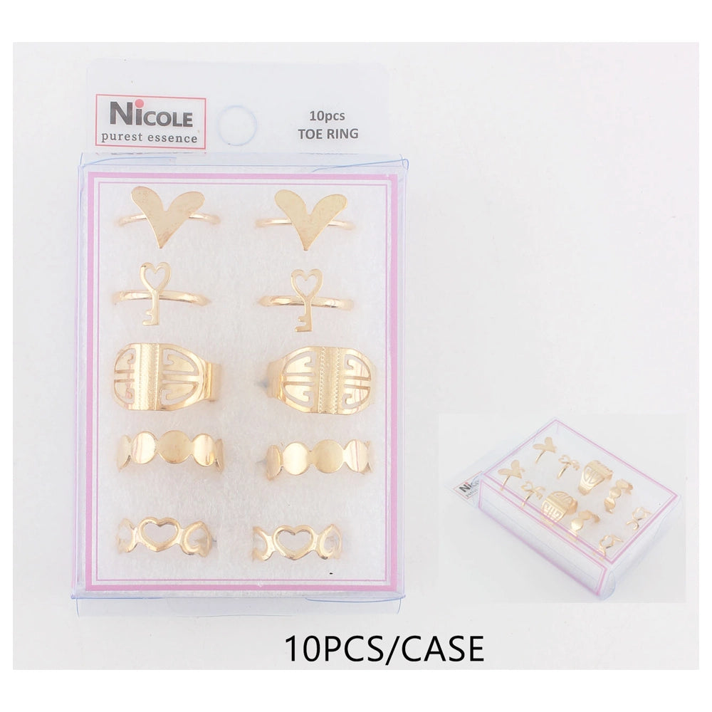 10-Piece Adjustable Toe Ring Set: Stackable Gold Foot Jewelry for Summer