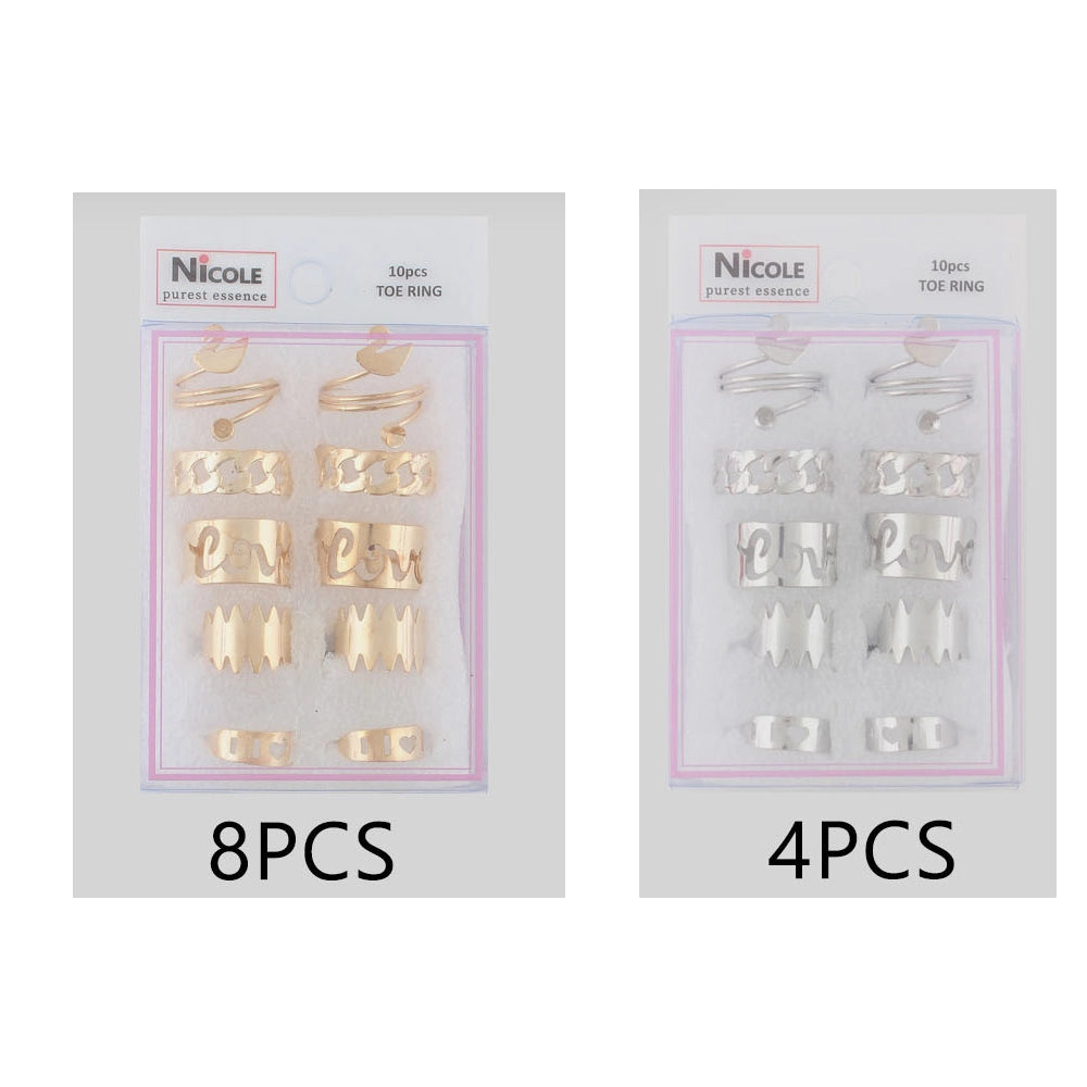 Step Into Summer Style with the 10-Piece Adjustable Gold Toe Ring Set