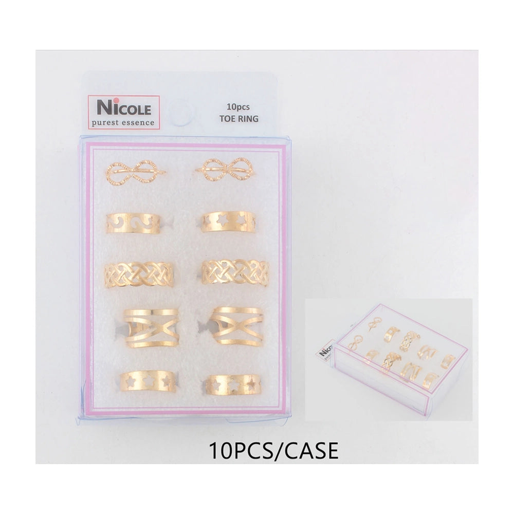 Ultimate 10-Piece Adjustable Toe Ring Set (Gold & Silver Tone)