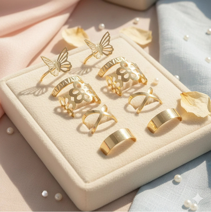 10-Piece Gold Adjustable Toe Ring Set | Summer Beach & Foot Jewelry