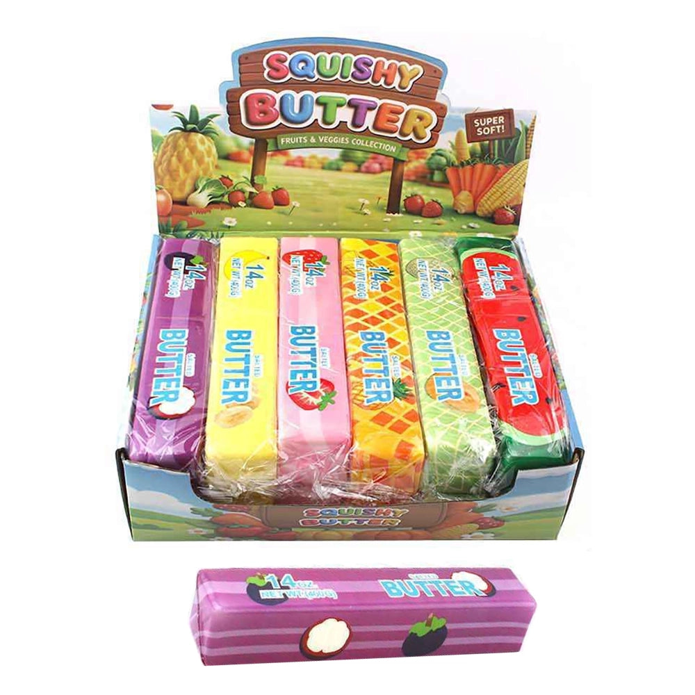 Squishy Butter Sponge Toy – Assorted Fruit Designs, Soft Slow-Rising Stress Relief Fidget Toy, 12 Pieces per Box (TY-0109)