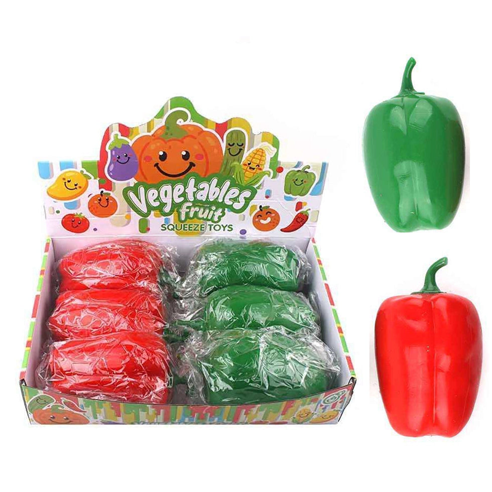 Vegetable & Fruit Sponge Squishy Toy – Realistic Pepper Squeeze Fidget Toy, 6PCS (TY-0127)