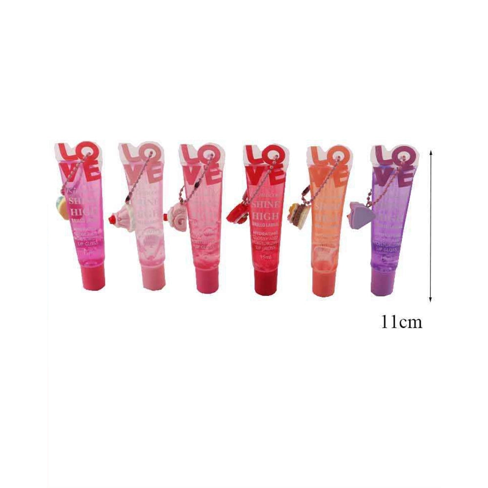 Rimocoo Shine High Lip Gloss with Charm – Hydrating Glossy Lip Moisturizer, 24PCS (DNV-3794)