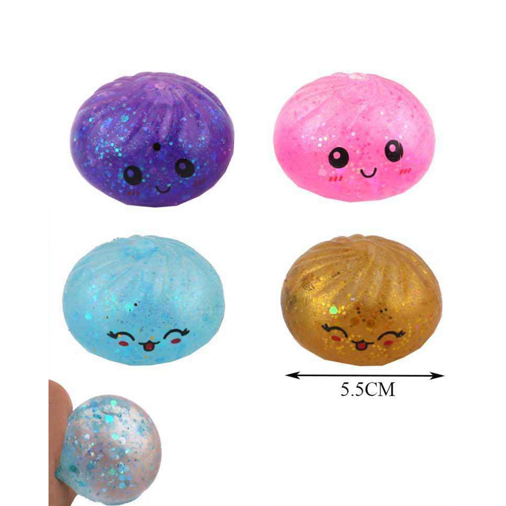Squeezy Dumpling Glitter Squishy Toy – Cute Kawaii Slow-Rising Dim Sum Fidget Toy, 24PCS (TY-0093)