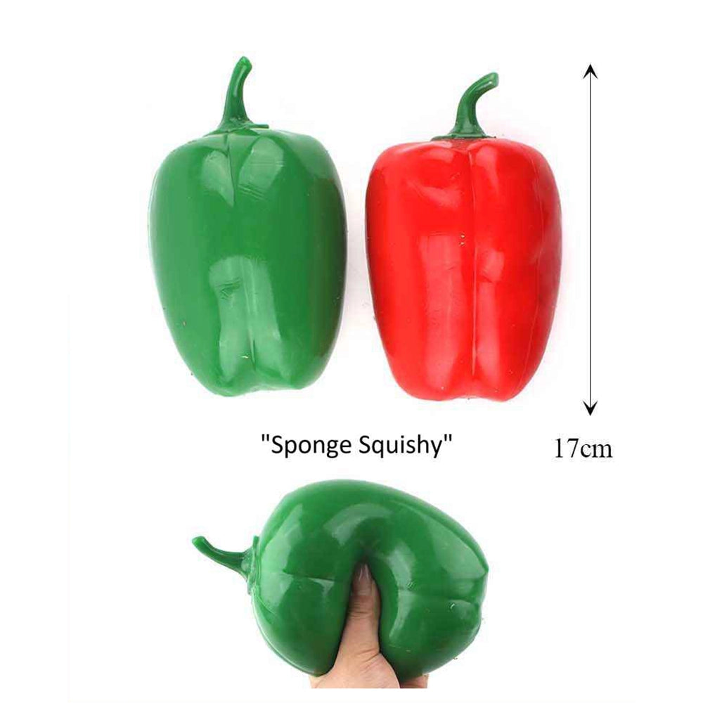 Vegetable & Fruit Sponge Squishy Toy – Realistic Pepper Squeeze Fidget Toy, 6PCS (TY-0127)