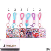 Cute Cat Cosmetic Mirror Keychain – Foldable Double-Sided Compact Makeup Mirror, 12PCS (YNV-1893)