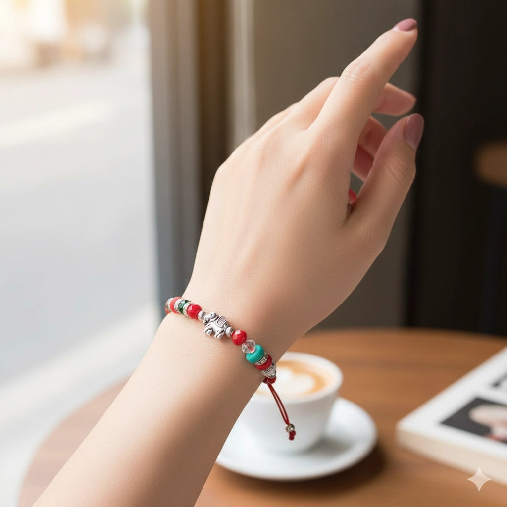 Red String Elephant Protection Bracelet Set