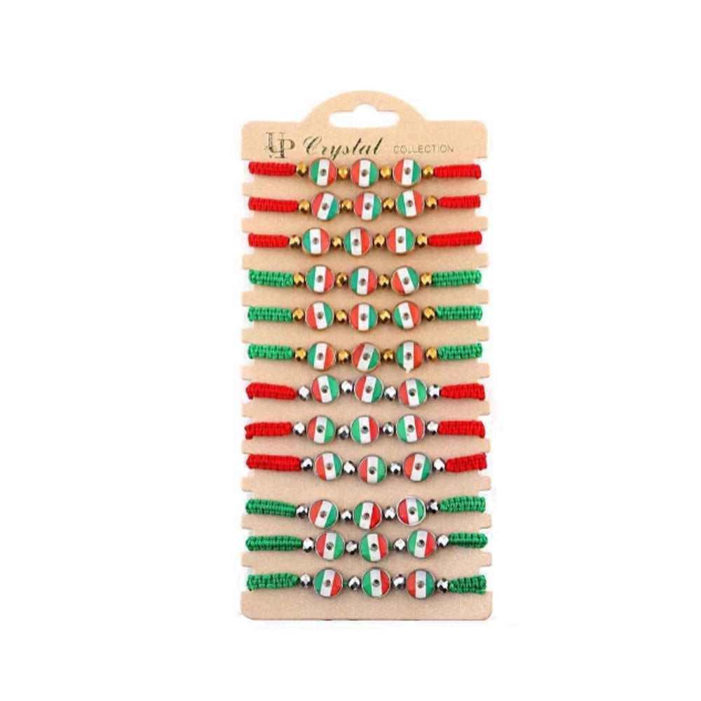 Mexico Flag Adjustable String Bracelet Set - Viva Mexico!