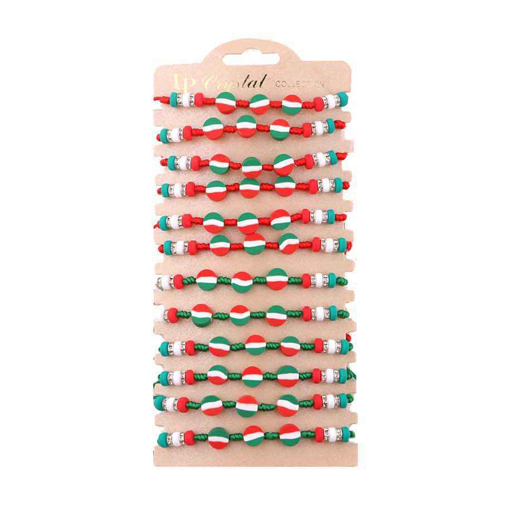 Adjustable Tricolor Flag Beaded String Bracelets (Red, White, Green)