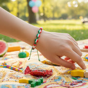 Adjustable Tricolor Flag Beaded String Bracelets (Red, White, Green)