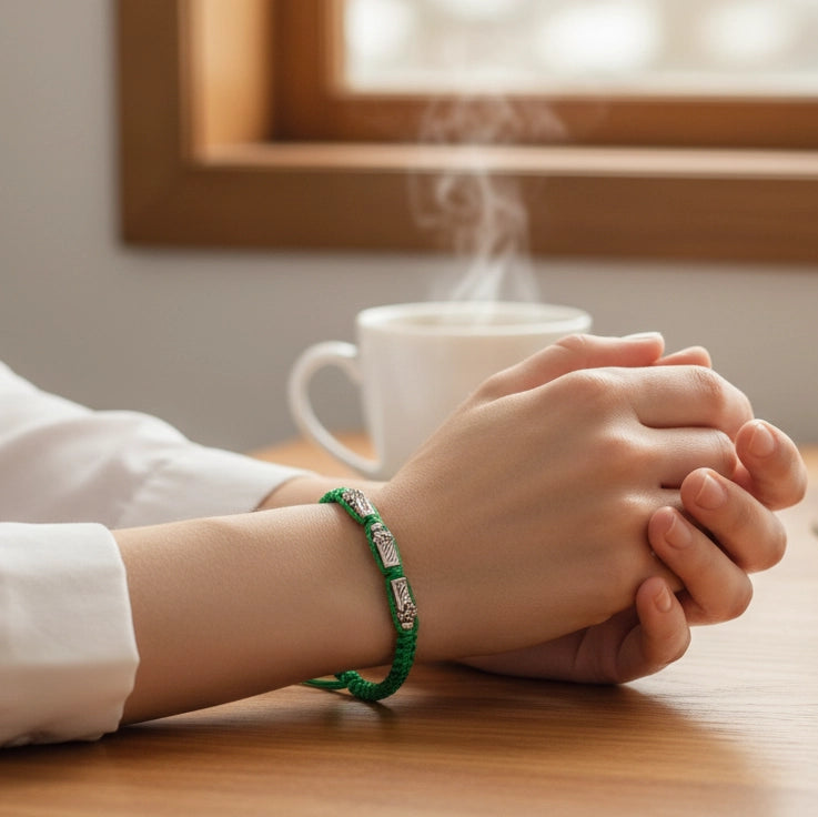 Green Macrame Devotional Bracelet Set (12-Pack) - Adjustable