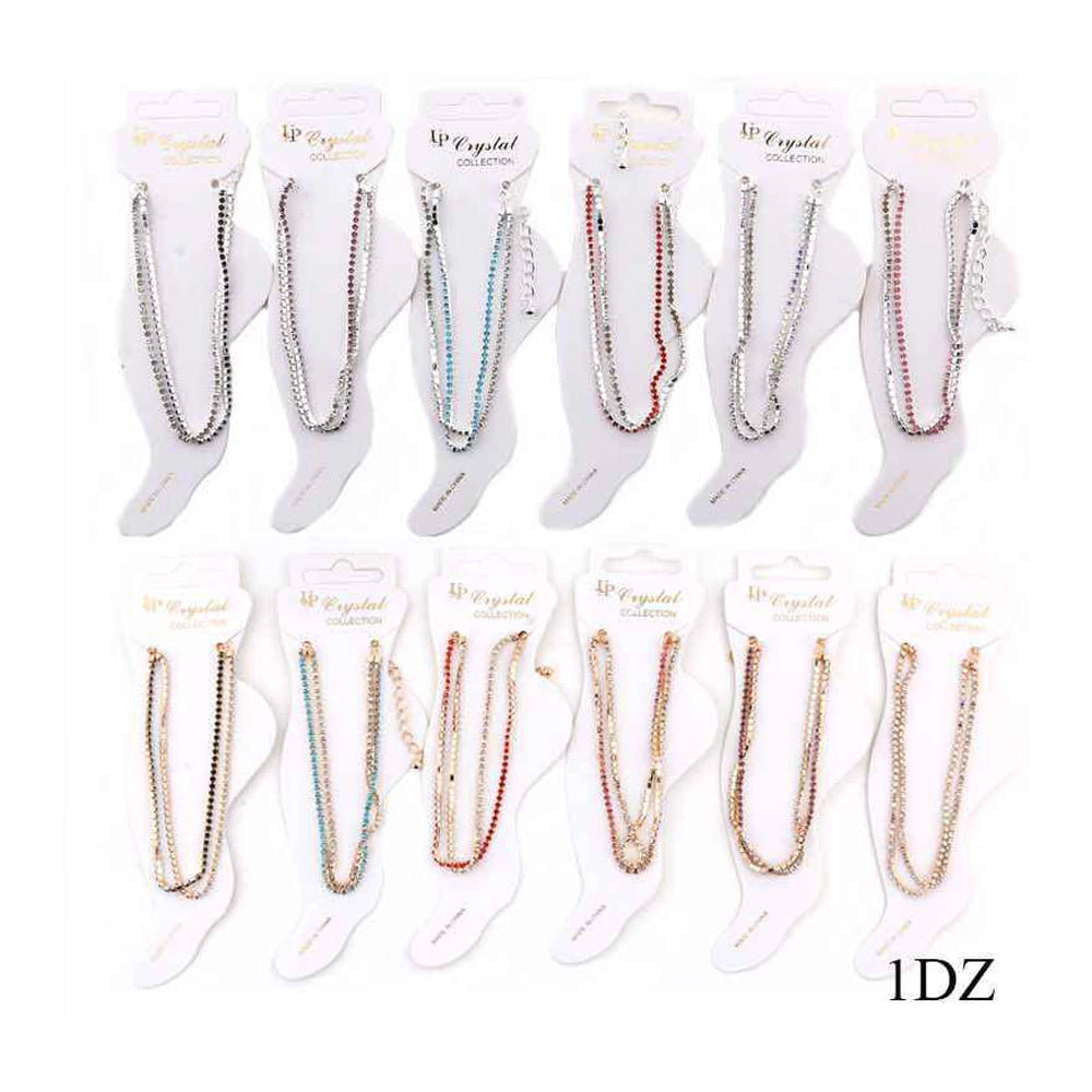 Sparkling Double Layer Crystal Rhinestone Anklet (DBE-2603)