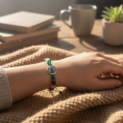 San Judas Tadeo Protection Bracelet | Green, White & Red Macrame Cord