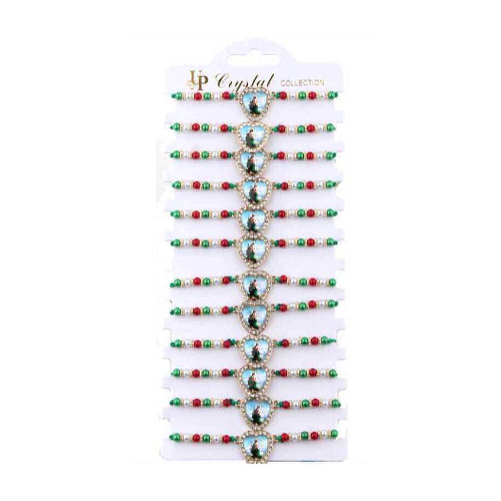 Our Lady of Guadalupe Heart Bracelet Set (12-Pack) - Adjustable