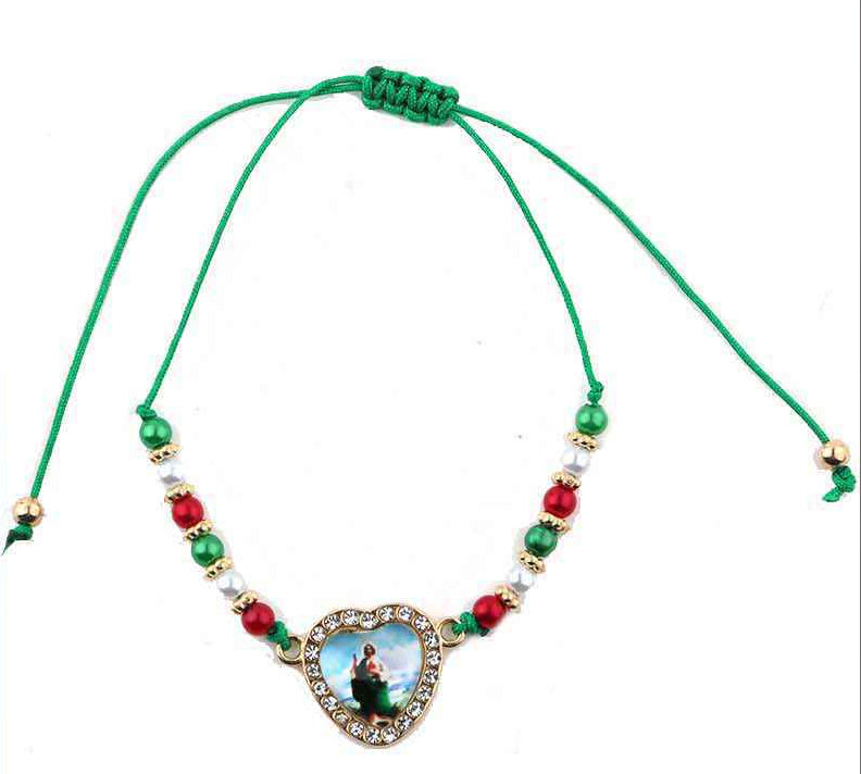 Our Lady of Guadalupe Heart Bracelet Set (12-Pack) - Adjustable