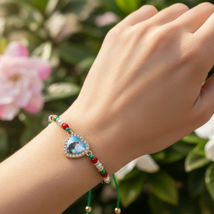 Our Lady of Guadalupe Heart Bracelet Set (12-Pack) - Adjustable