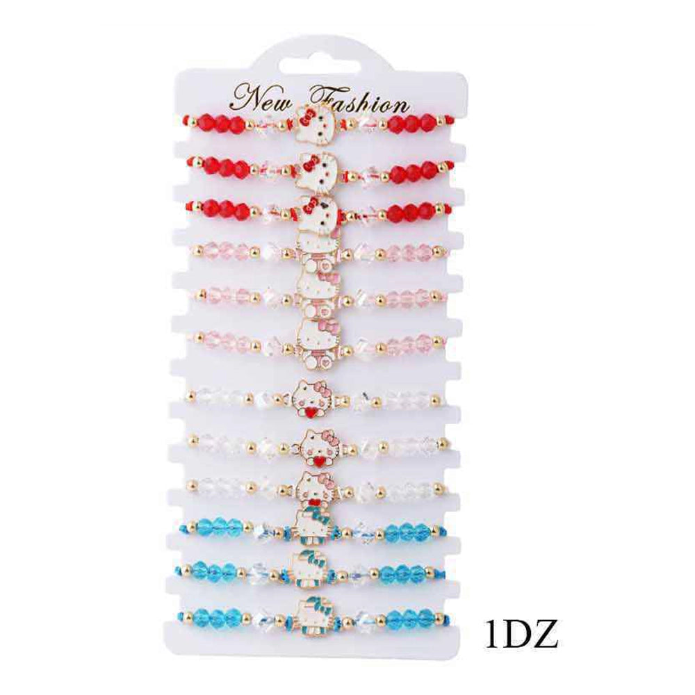 Cute Cat Charm Beaded Bracelets – Adjustable Red String Friendship Jewelry (DBE-2688)