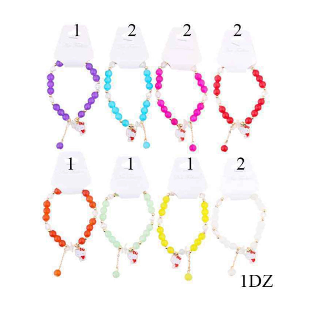 Kawaii Kitten Beaded Charm Bracelet - Vibrant Aesthetic Jewelry (DBE-2764)