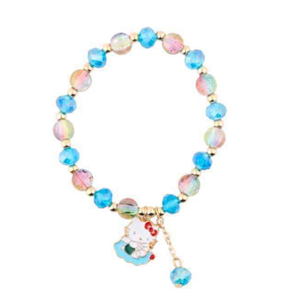 Iridescent Crystal Beaded Cat Charm Bracelets - 12pc (DBE-2778)