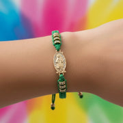 Our Lady of Guadalupe Green String Bracelet Set - Good Luck & Protection