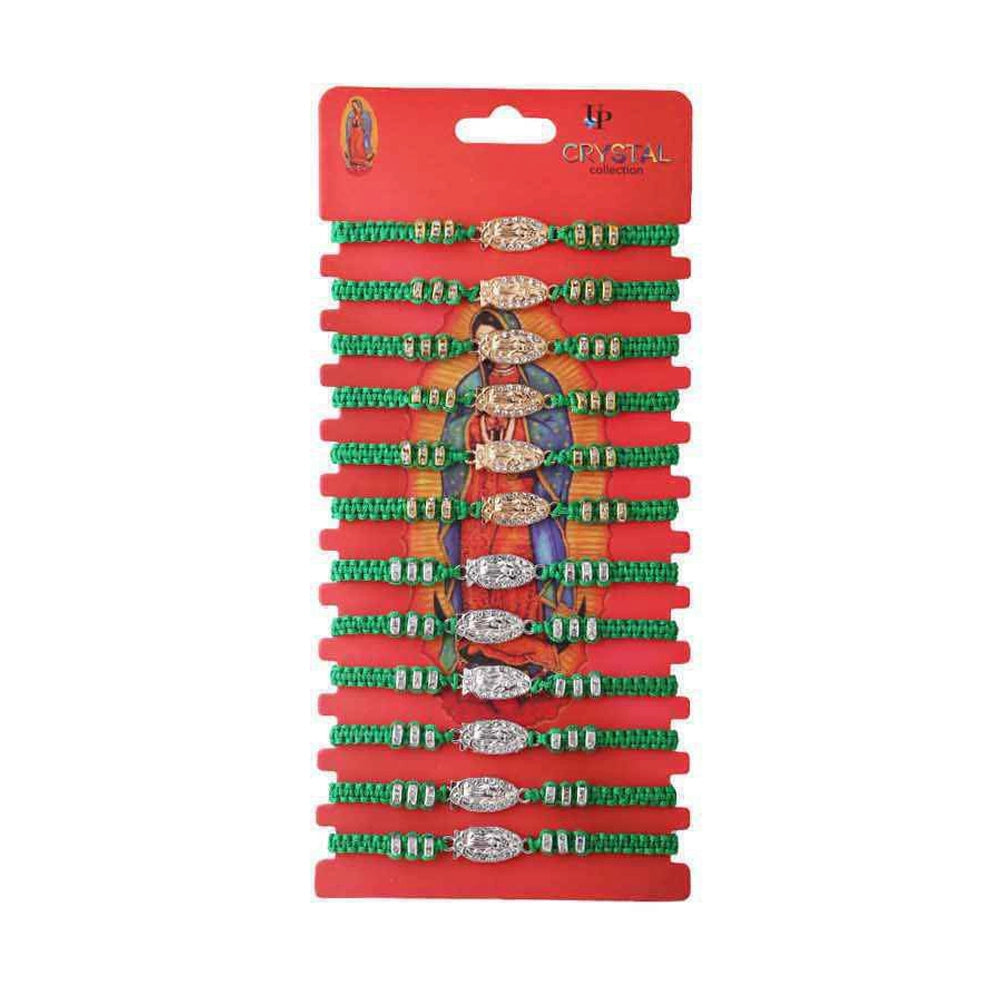 Our Lady of Guadalupe Green String Bracelet Set - Good Luck & Protection