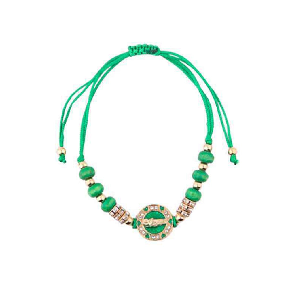 Saint Jude Thaddeus Crystal Collection Bracelet Set | Green String